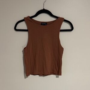 Originality Crop Tank Top in Brown